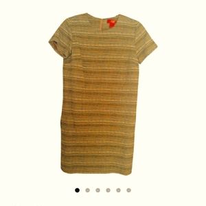 Yellow and Brown Sleeve Mini Work/Office Dress